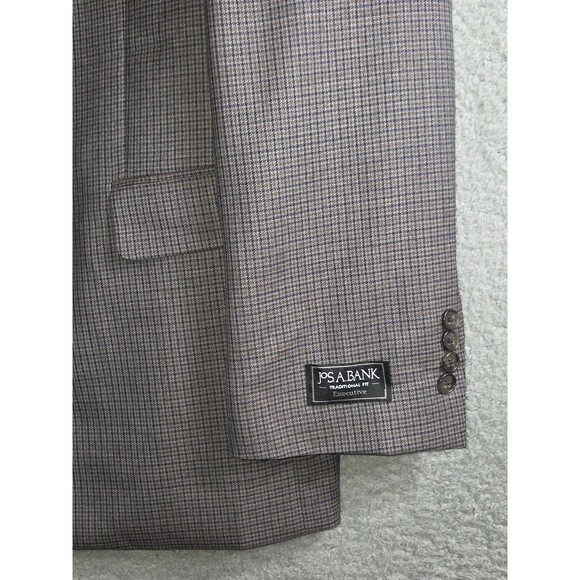 Jos A Bank Wool Blazer Sport Coat Mens 46L Gray Blue Check Executive $199 - Picture 4 of 10